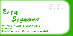 rita sigmond business card
